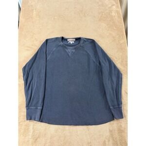 Vintage Wallace & Barnes Thermal Sweater Men L Waffle Knit Thermal Blue Crew